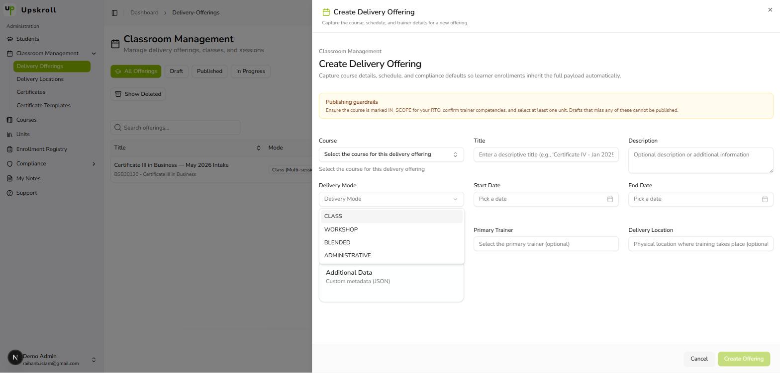 Create and manage delivery offerings