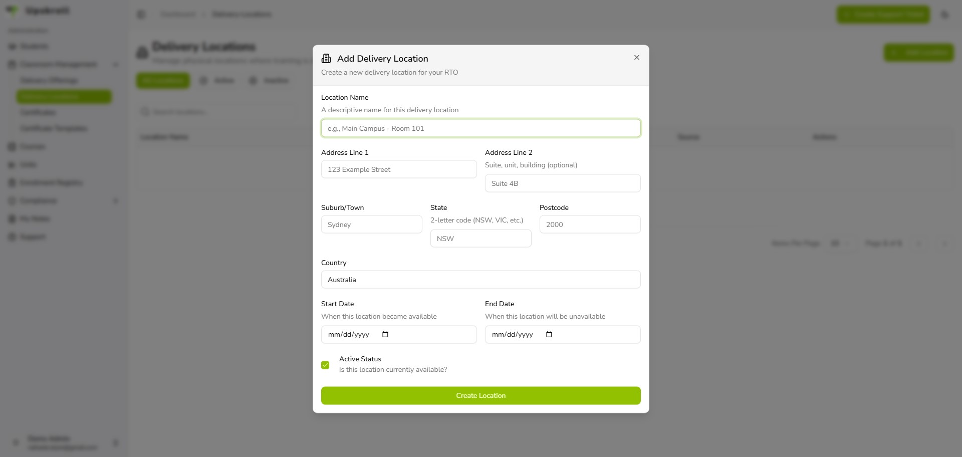 Manage delivery locations