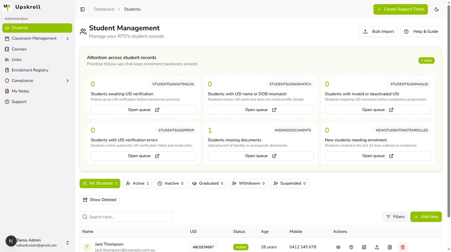 Search for and view a student